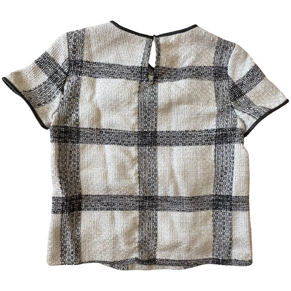 Zara Black and White Checkered Tweed Blouse - Picture 2 of 3